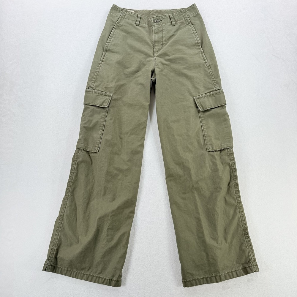 Levi's Cargo Pants Womens 24 Green Wide Leg Twill Stretch Casual Utility Pockets